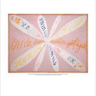 „Vrida skar“, „smnns“, „asketon själ hjule“. Farbenfrohe, kreisförmige Anordnung der Wörter auf rosa Hintergrund.