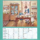 Juni. Montag bis Sonntag aufgelistet mit Daten. Marillenknödel Rezept und Zubereitung. Illustration einer Familie in der Küche.