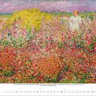 Sechster Monat 2024. Eine farbenfrohe Blumenwiese mit einer Person in heller Kleidung, die sich im Hintergrund befindet.