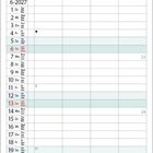 Kalender 6-2027. Bild eines liegenden, flauschigen Katers mit grünen Augen.