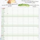 "Macht’s euch schön im Juni" steht oben, umgeben von Illustrationen wie Bäumen, einem Zelt und einem Erdbeerpflanzentopf. Darunter ein Kalender.