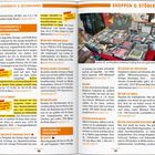 Texte: "FLOHMÄRKTE & SECONDHAND", "SHOPPEN & STÖBERN", "JET RAG", "RE-MIX VINTAGE SHOES", "HOUSE OF INTUITION". Foto: CDs, Platten.