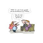 Ein Comic zeigt einen Bären mit Hexenschuss, der vor Schmerz Sterne sieht. Er freut sich, seine lange vermisste Kontaktlinse zu finden. Darunter steht: "VORTEILE BEIM HEXENSCHUSS."