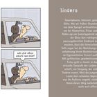 Links oben: „Sie haben Ihr Ziel erreicht.” Unten: „Was zur Hölle wollte ich hier?” Rechts Titel: „Tindern.” Text über moderne Dating-Erfahrungen.