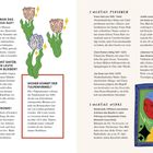 Texte: "WO BEWAHRTE MAN DAS GANZE COOLE ZEUG AUF?", "WOHER KOMMT DER TULPENFIMMEL?", "3 WICHTIGE PERSONEN", "3 WICHTIGE WERKE". Illustration: Tulpen und ein Porträt.