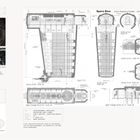 Text "WIDERSTANDSBOMBER", technologische Zeichnungen eines Raumfahrzeugs mit Beschreibungen; Fotos von Filmsets.