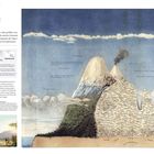 Überschrift "HUMBOLDT IN AMERIKA". Links Text über Humboldts Reisen. Rechts Illustration eines Vulkans mit Beschriftungen.