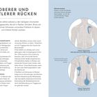 Das Dokument beschreibt Ursachen und typische Beschwerden von Triggerpunkten im oberen und mittleren Rücken. Diagramme zeigen häufige Triggerpunkte zwischen den Schulterblättern und im Rücken. Schmerzen können einseitig, beidseitig oder bis ins Gesäß ausstrahlen.