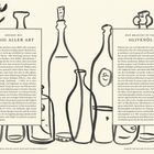 "Kochen mit Essig aller Art" und "Man braucht so viel Olivenöl". Dazwischen stilisierte Flaschen.