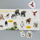 "Weite wilde Tierwelt", "Ssss! Welches Tier zischt so?", "Streichle mal den Pinguinbauch!" Bilder von Tieren, teils abnehmbar.