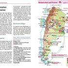 Reiserouten und Touren, Verkehrsmittel, Routenvorschläge. Karte von Argentinien und Umgebung, Routen farbig markiert.