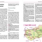 Reiserouten und Touren. Tourvorschläge. Verkehrsmittel. Die Texte beschreiben ungarische Sehenswürdigkeiten und eine Tour. Rechts eine farbige Karte von Ungarn.