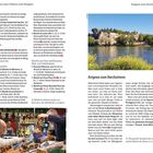Seite 86-87, "Avignon zum Stöbern und Shoppen", Märkte und Bauernmärkte werden beschrieben. Foto: Fluss und Gebäude im Hintergrund.