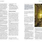 Seite 92: "Tallinn am Abend" und Café-Beschreibungen. Rechts: Ein gepflasterter Weg mit Laternen in einem alten Stadtbereich.
