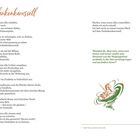 "gedankenkarussell" steht oben in Orange. Es ist ein Gedicht über nächtliche Gedanken. Rechts unten eine Illustration eines bunten Pferdes mit spiralförmigen Formen.