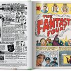 Links Werbeanzeige für Muskelaufbau. Rechts Comic: "The Fantastic Four!" mit Charakterübersicht und Szenen in einer Stadt.