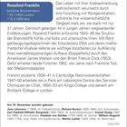 Erkenntnisse über den Aufbau der Erbsubstanz. Rosalind Franklin, britische Biochemikerin. Geboren 1920, gestorben 1958.