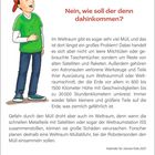 „Nein, wie soll der denn dahinkommen?“ Illustration eines Jungen mit rotem Basecap und grünem T-Shirt, der lacht.