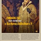 Text: "IWAN IV. Gar nicht der 'Schreckliche'?"  
Illustration zeigt Iwan IV. in prächtiger Robe mit nachdenklichem Ausdruck. Kalenderabschnitt für Februar.