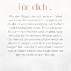 "Für dich ..." gefolgt von einem poetischen Text über Freiheit und innere Stärke; oben und unten Mandala-Designs.