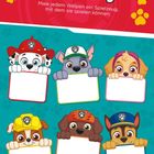 "Spielzeug. Male jedem Welpen ein Spielzeug, mit dem sie spielen können." Sechs bunte Welpen mit leerem Schild.