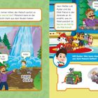 Links steckt Alex im Matsch fest. Rechts informiert jemand die PAW Patrol. Ein Hund in einem Fahrzeug ist gezeigt.