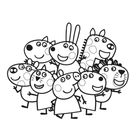 Illustration von Schweinchen. Ein großes Schwein trägt einen Hut mit Anker, kleine Schweine sitzen darum.