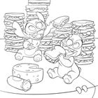 Reuben macht gern Sandwiches. Dann isst er sie mit seinem Kumpel Stitch auf. Zwei fröhliche Figuren mit vielen Sandwiches.