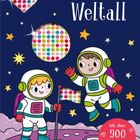 "Mein Diamant-Stickerheft Weltall", "Mit über 900 Glitzersteinen". Illustration von zwei Astronautenkindern im Weltall.