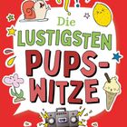 "Die lustigsten Pupswitze" in einer Sprechblase, umgeben von Illustrationen: Schnecke, Eis, Blume und Ghetto-Blaster.