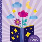 „I LOVE books Mosaik-Stickerheft. Mit über 1000 schimmernden Stickern.” Geometrische Blumen und Sterne, Mond und Wolken.