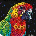 "Stickern nach Zahlen", "Fantastische Tierwelt", "mit über 8000 Stickern", Logo unten. Bunter Papagei aus Kreisen.