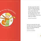 "Die Liebe muss ihren Gegenstand finden. Ich aber sage, dass nichts ohne die Liebe geschehen kann (…). Ich kann nicht über die Liebe wie über einen Vorrat verfügen." Illustration mit einem Jungen und einem Fuchs, umgeben von Sternen.