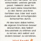 Text mit Blumen- und Blätterillustrationen: Anleitung zum Betrachten von Bildern, Geschichten ausdenken, Botschaften lesen. Viel Spaß!