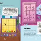 Im Sekretariat: Sticker 18 auf Zimmerskizze kleben. Im Labor: Sticker 19 auf Fliesen für weiterführende Schritte.