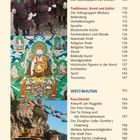 Seite 6, Inhaltsverzeichnis zu Bhutan: Themen wie Wirtschaft, Kunst, Kultur, Feste und Architektur. Darunter drei Bilder.