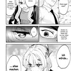 Manga-Illustration: Zwei Personen sprechen. Der Mann fragt ernsthaft, die Frau bietet an, alles zu tun, einschließlich Hausarbeiten.