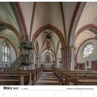 März 2027, 11. Woche. Montag 15 bis Sonntag 21. Stiftskirche in Marsberg-Obermarsberg. Innenraum einer Kirche.