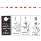 Oktober 18-24, 42. Woche. Die 3 häufigsten Reaktionen auf Vollmond: Schlaflosigkeit, Verwandlung in einen Werwolf, Schlaflosigkeit als Werwolf. Eine humorvolle Illustration.