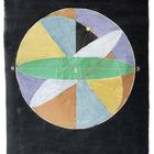 "Rotierender Himmel" über einem abstrakten Kreis mit bunten geometrischen Formen, markiert mit "N" und "S".