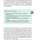 Texte: „Reflexionsfragen zur Stimme“, Fragen zu Atem, Stimme, Sprechgeschwindigkeit und Tonfall. Seitenzahl: 135.