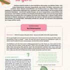 Text: "Damit spiele ich so gern", "Auf Schatzsuche", "MATERIAL", "SCHON GEWUSST?". Illustration eines Schaukelpferds.