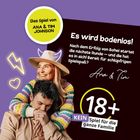 "Das Spiel von ANA & TIM JOHNSON", "Es wird bodenlos!", "18+", "KEIN Spiel für die ganze Familie". Frau umarmt Mann.
