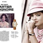 "Romy Schneider, Cartier Baignoire, Cartier Collection" steht oben. Links ein Text über Cartier, rechts Portrait einer Frau.