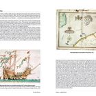 Links oben: "Naval warfare" - Text über europäische Kriegsschiffe. Rechts: Karte der Seeschlacht bei Gravelines. Unten: Bild des Schiffs Mary Rose.