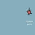 #Wahrnehmung #Bewertung #Mindset. Illustration einer dampfenden roten Tasse mit der Zahl 2, auf hellblauem Hintergrund.