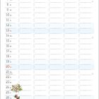 Kalender für Juni. Oben Blumen und Vogel, unten Strand mit Menschen und Tieren.