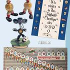 "Wie steht's in der Fußball-Oberliga der DDR?", bunte Figuren, eine Tabelle mit Fußballwappen und Nummerierungen.