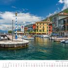 Kalender mit Bild eines malerischen Hafens. Monat: Juni 2027. Datum: 6. Sonntag rot markiert.