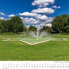 Kalenderblatt für Juni 2027, mit Bild eines Brunnens im Ebertpark und grünem Rasen, umgeben von Bäumen.